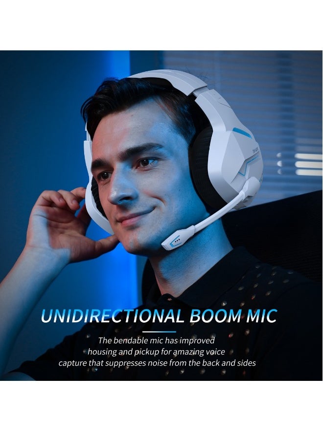 Wireless Gaming Headset with Noise Cancelling Microphone for PC PS4 PS5, 2.4G Headset with Mic for Laptop Computer
