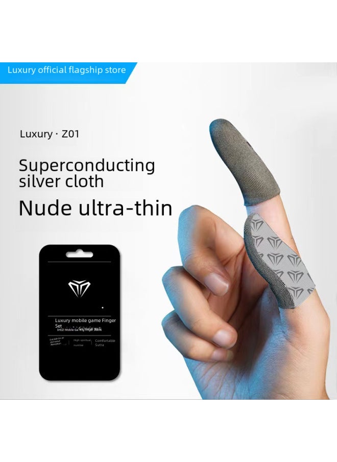 Shopee Explosions Luxury Posture Game Finger Sleeve Non-slip Gloves Hand Swim Sweat-proof Finger Sleeve Professional Finger Sleeve Wholesale-Product Color:S03 Red -2 Pairs (metal Storage Box)