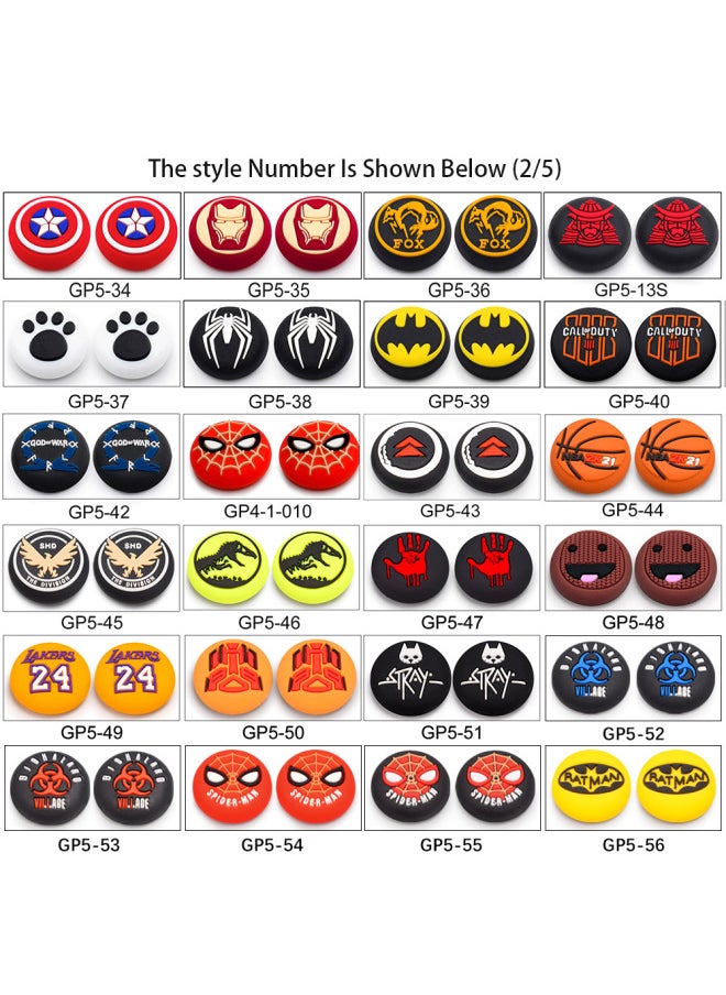 PS4 Handle Silicone Cap PS5 Key Cap XBOXONE Gamepad Silicone Protective Cap 3D Rocker Cap-Product Color:Gp5-4-038 White Spider On Black Background