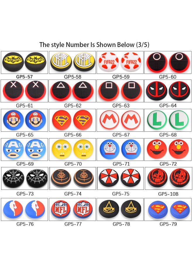 PS4 Handle Silicone Cap PS5 Key Cap XBOXONE Gamepad Silicone Protective Cap 3D Rocker Cap-Product Color:Gp5-4-038 White Spider On Black Background