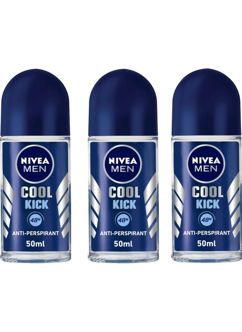 Nivea Cool Kick Deodorant Roll On 3x50ml