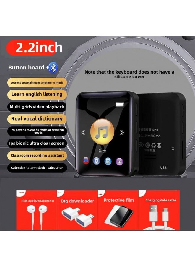 Teng Student Version Mp3 Screen Mp4 Walkman Outside Bluetooth Mini Touch Screen English Reading Novels Listening To Songs Hao Bao Da-Body Color:2.2inch Button Screen Black [bluetooth 5.4-vocal Dictionary/enlarged Battery]-Memory Capacity:128gb Downloaded Popular Resources (son + Novel) - Official Standard Configuration