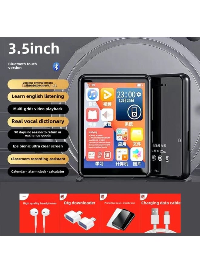 Teng Student Version Mp3 Screen Mp4 Walkman Outside Bluetooth Mini Touch Screen English Reading Novels Listening To Songs Hao Bao Da-Body Color:3.5inch Touch Screen Black [bluetooth 5.4-vocal Dictionary/enlarged Battery]-Memory Capacity:128gb Downloaded Popular Resources (phon + Novel) + Protective Case - Official Standard