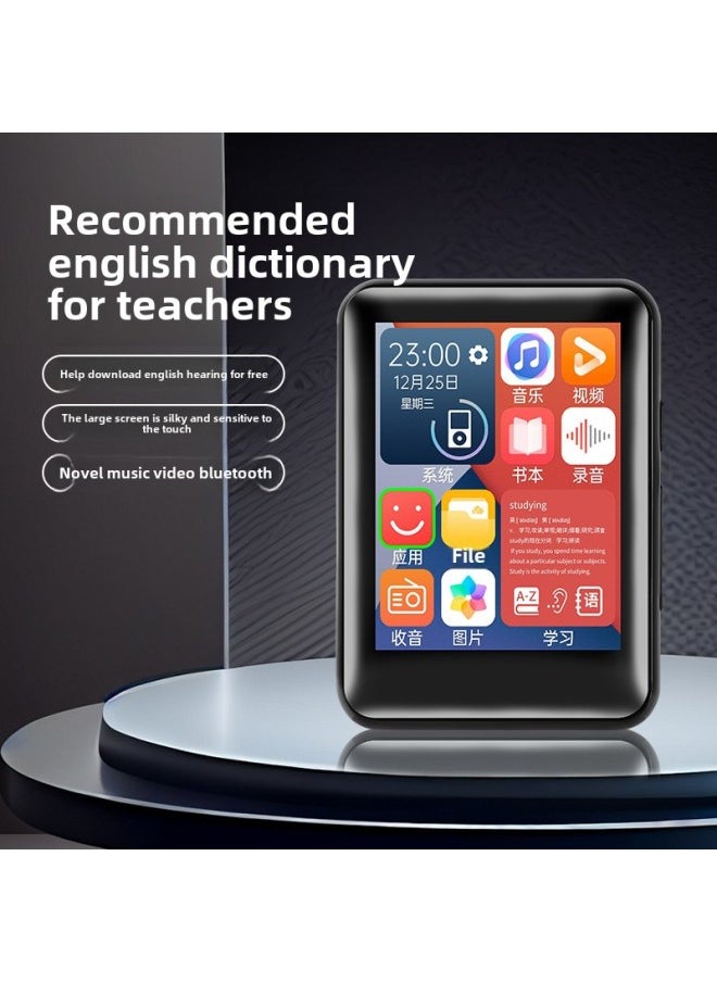 Ultra-thin Full Screen Mp3mp4 Walkman Student Version Bluetooth Portable Full Touch Screen Mp5 Music Player Mp6-Body Color:Black [2.5 Full Screen Metal Model] With Bluetooth Dictionary 32gb-Memory Capacity:Official Standard Configuration