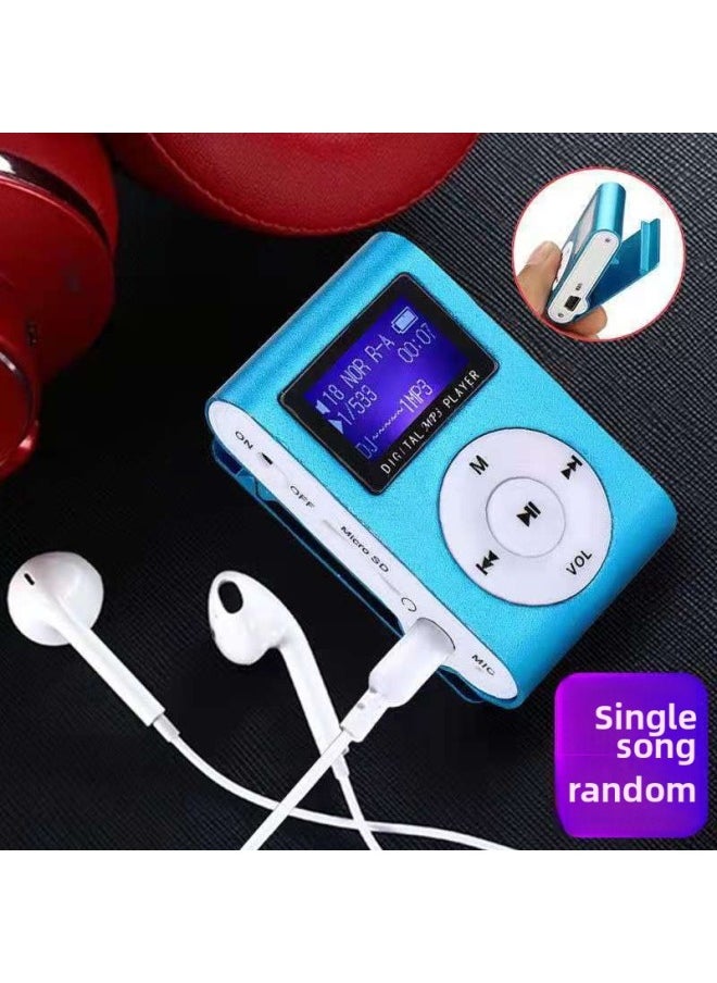 Clip Mp3 Player Metal Clip Mini Mp3 Student Walkman Gift Portable Mp3 Support TF Card-Body Color:Blue-Memory Capacity:8GB
