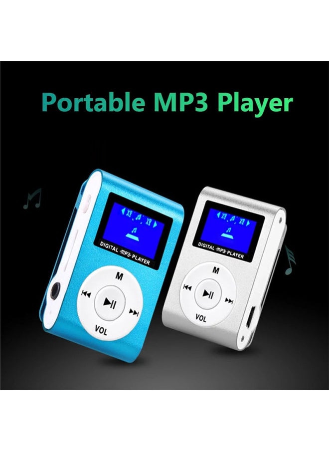 Clip Mp3 Player Metal Clip Mini Mp3 Student Walkman Gift Portable Mp3 Support TF Card-Body Color:Blue-Memory Capacity:8GB