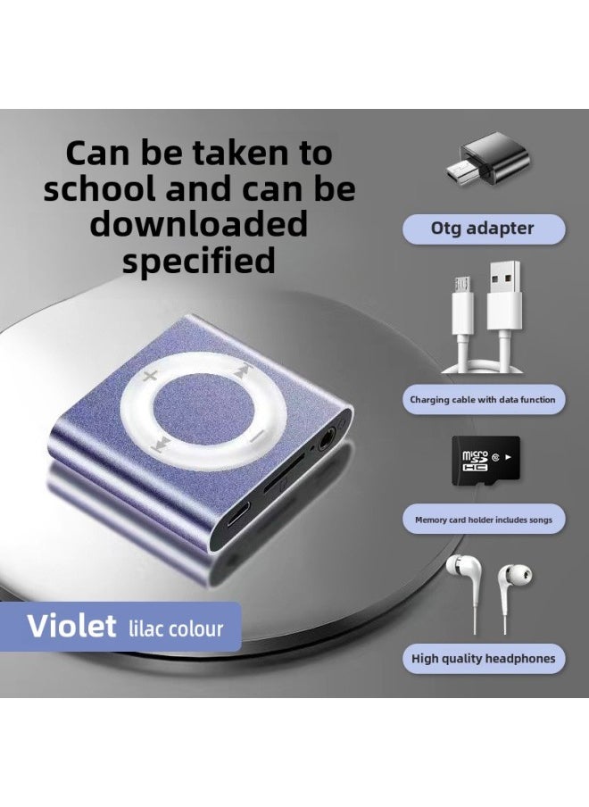 Designated Download Student Mp3 Walkman Music Player Listening Artifact English Listening Sports Small Mp4-Body Color:Violet Can Be Taken To School [5 Hours Of Battery Life]-Memory Capacity:Can Save 4000 Songs + Listening To Music Four-piece Set