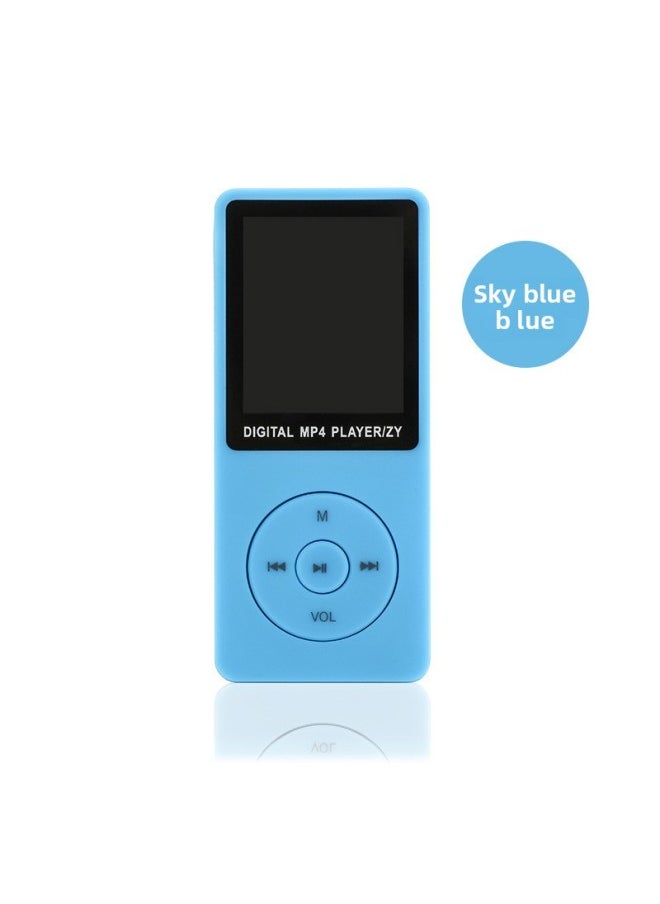 MP4 Portable And Listening Student 1.8inch Card MP3 Bluetooth With External Sound MP3 Music Player ZY418-Body Color:Blue-Memory Capacity:Bluetooth External Card Version + Data Cable + Headphone Cable + Packaging Box