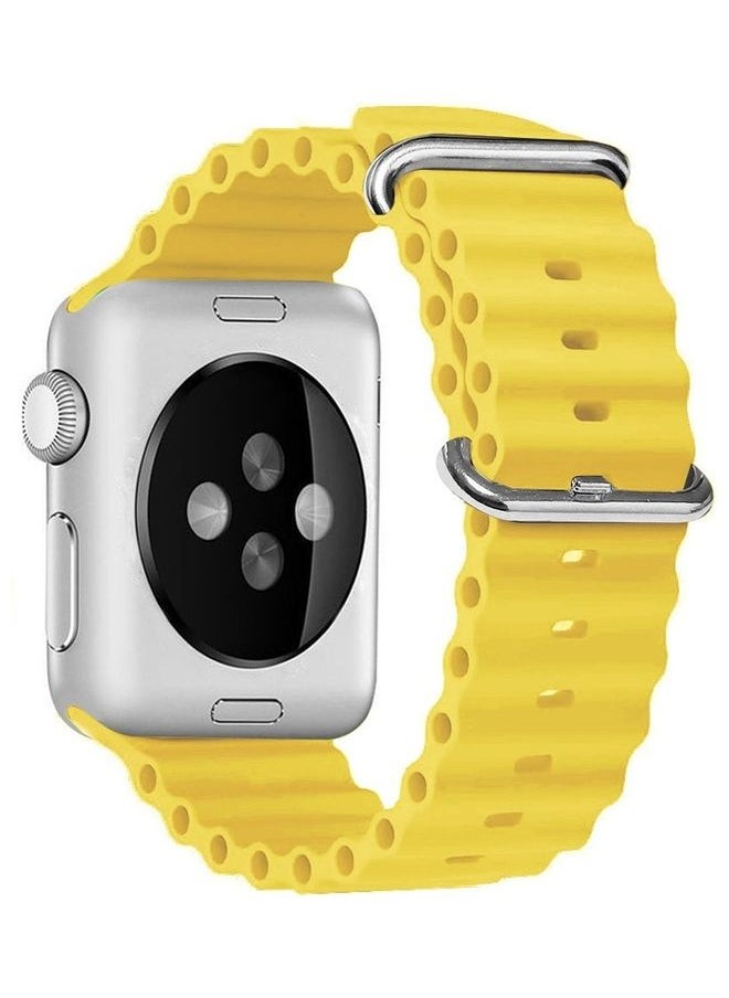 Apple Watch Ocean Band 49mm 45mm 44mm 42mm Soft Silicone Loop Strap for iWatch Series Ultra/8/7/SE/6/5/4/3/2/1 Yellow