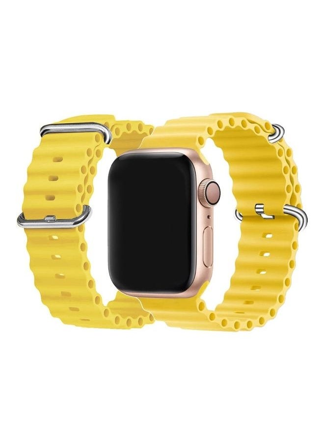 Apple Watch Ocean Band 49mm 45mm 44mm 42mm Soft Silicone Loop Strap for iWatch Series Ultra/8/7/SE/6/5/4/3/2/1 Yellow