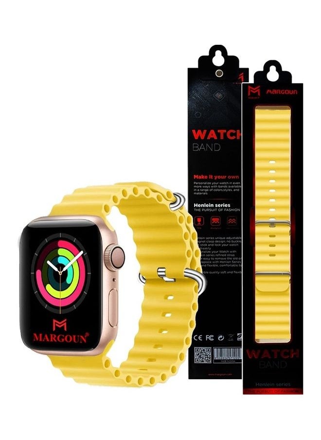 Apple Watch Ocean Band 49mm 45mm 44mm 42mm Soft Silicone Loop Strap for iWatch Series Ultra/8/7/SE/6/5/4/3/2/1 Yellow