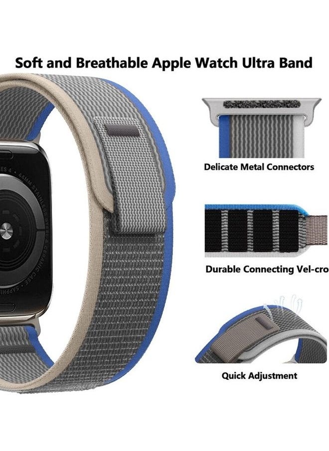 2Pack for Apple Watch Trail Band 49mm 45mm 44mm 42mm Nylon Woven Sport Strap for iWatch Series Ultra/8/7/SE/6/5/4/3/2/1 Dark Grey/Black