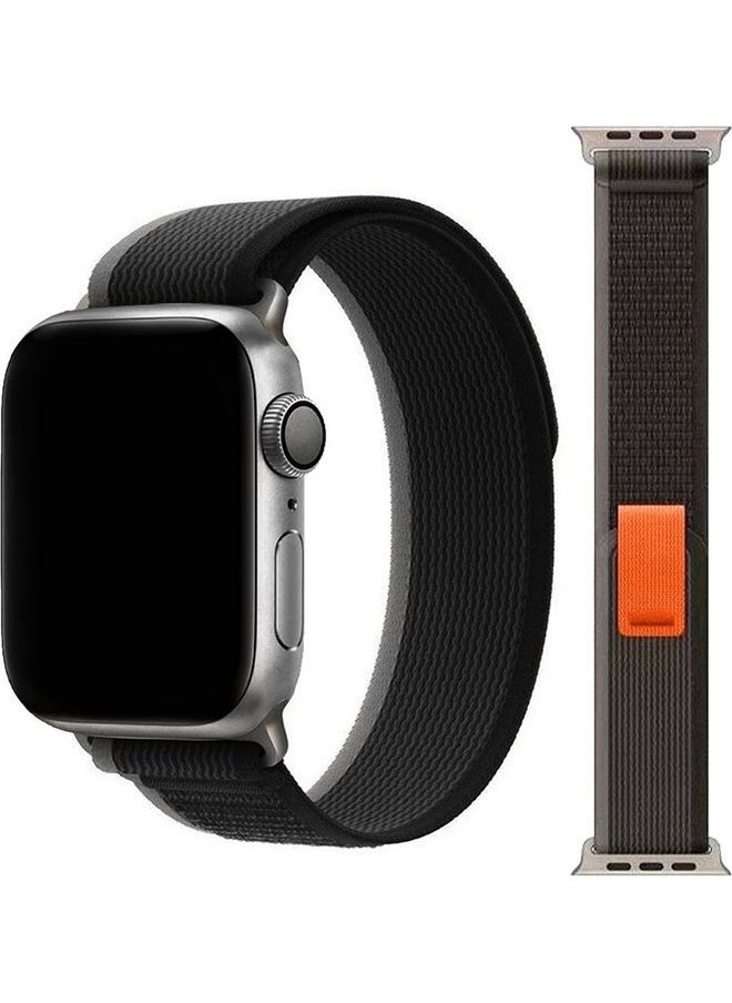 2Pack for Apple Watch Trail Band 49mm 45mm 44mm 42mm Nylon Woven Sport Strap for iWatch Series Ultra/8/7/SE/6/5/4/3/2/1 Dark Grey/Black