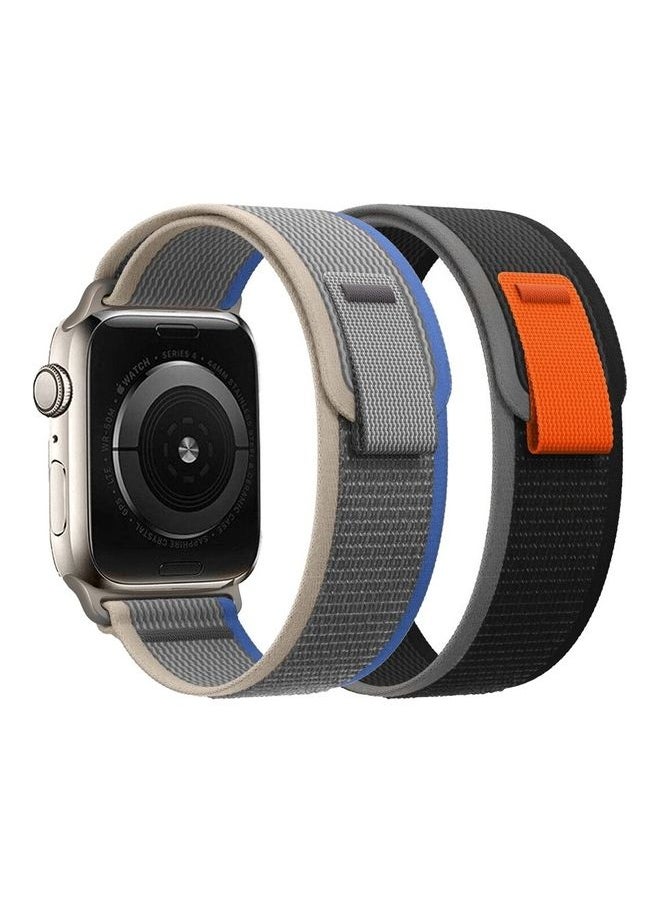 2Pack for Apple Watch Trail Band 49mm 45mm 44mm 42mm Nylon Woven Sport Strap for iWatch Series Ultra/8/7/SE/6/5/4/3/2/1 Dark Grey/Black