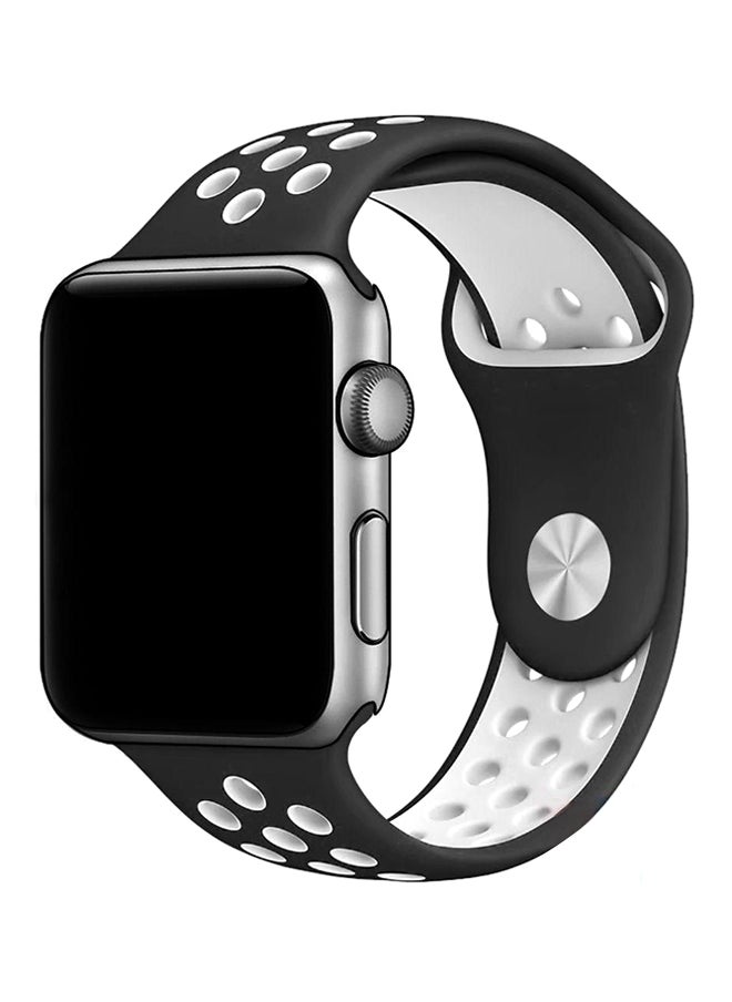 Silicone Replacement Band For Apple Watch All Series Compatible with 49mm/45mm/44mm/42mm Black/White