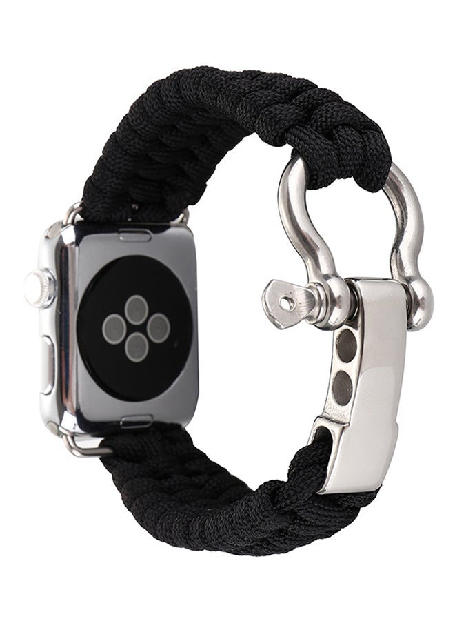 Nylon Woven Belt Replacement Band For Apple Watch 42mm Series 1/2/3 Black