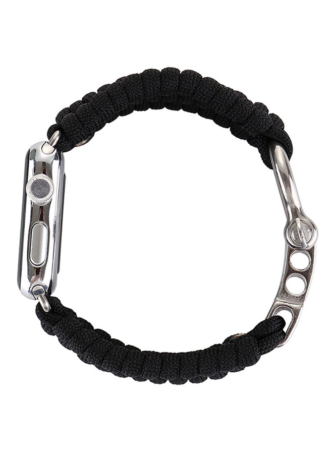 Nylon Woven Belt Replacement Band For Apple Watch 42mm Series 1/2/3 Black