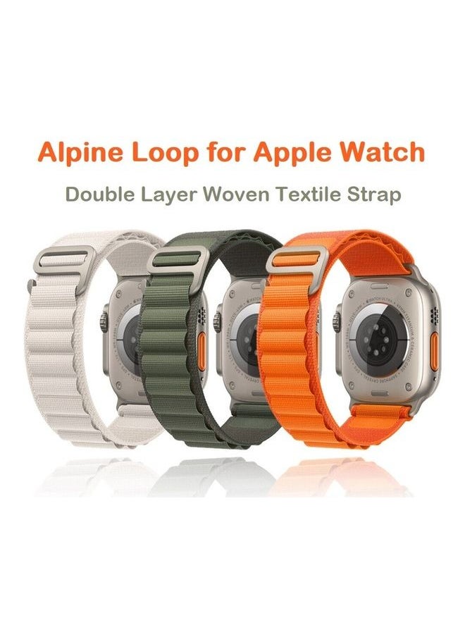 3Pack for Apple Watch Alpine Loop Band 49mm/45mm/44mm Nylon Woven Sport Strap Compatible with iWatch Series 8/Ultra/7/SE/6/5/4/3/2/7 White/Green/Orange