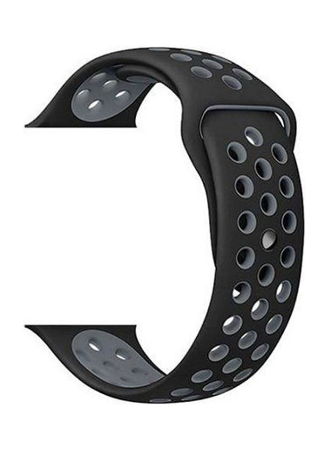 Sport Silicone Breathable Hole Replacement Strap For Apple Watch 38Mm Black / Grey