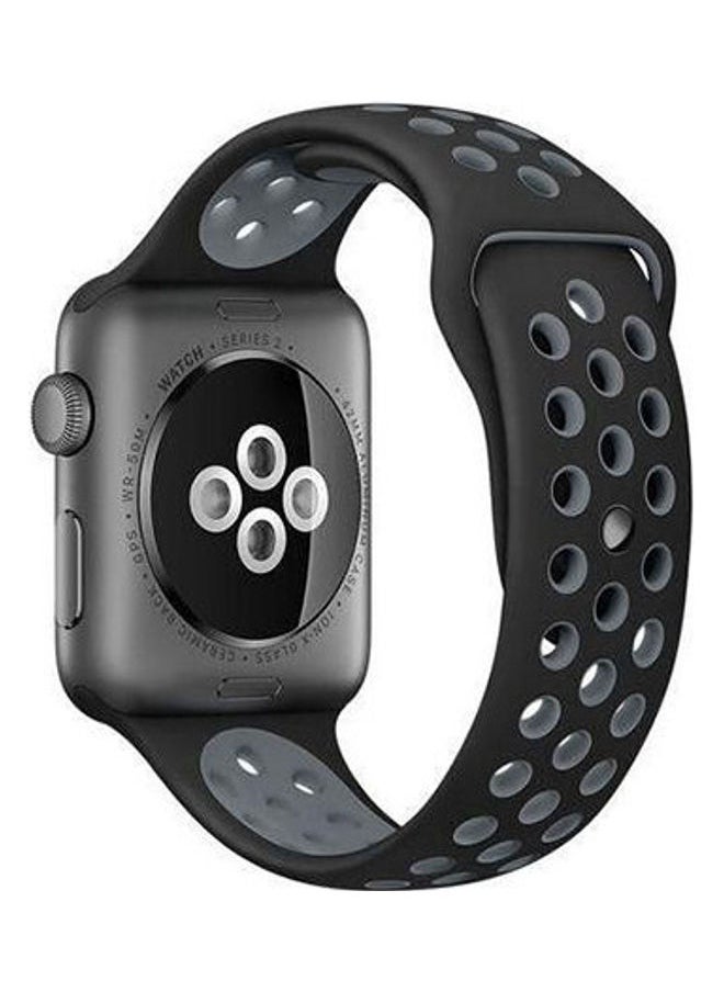 Sport Silicone Breathable Hole Replacement Strap For Apple Watch 38Mm Black / Grey