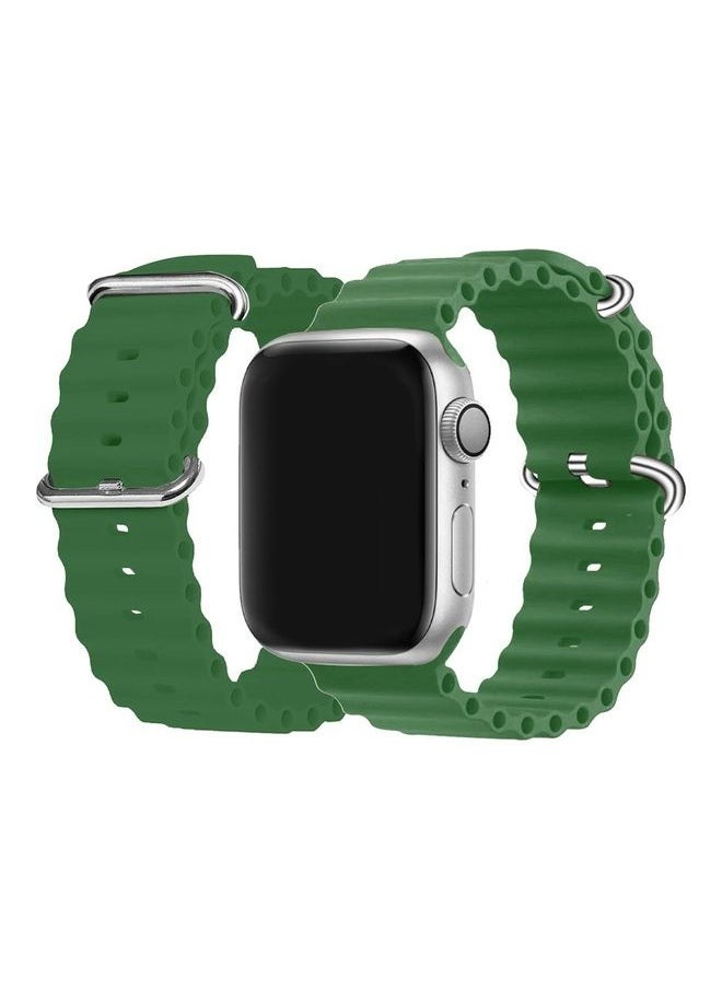 2Pack for Apple Watch Ocean Band 49mm 45mm 44mm 42mm Soft Silicone Loop Strap for iWatch Series Ultra/8/7/SE/6/5/4/3/2/1 Yellow/Green