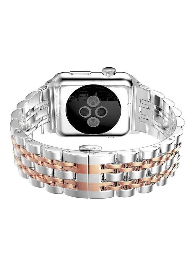 Replacement Band Compatible For Apple Watch 42/44Mm Series 1 2 3 4-Stainless Steel Metal Replacement Smart Watch Strap Bracelet, Silveru0026amp; Pink