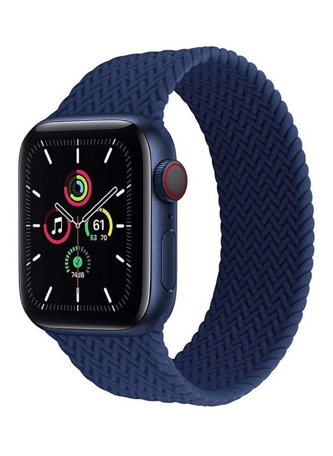 Braided Silicone Solo Loop Replacement Band For Apple Watch Blue