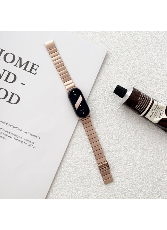 Suitable For Xiaomi Bracelet 8 Small One Bead Strap Men's And Women's Leisure Business Sports Bracelet 9 Replacement Wristband-Color:Black