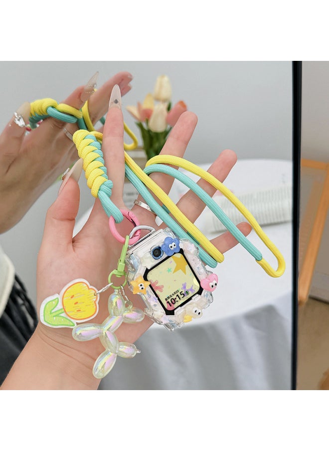 Lanyard Z8 Little Genius 10 Accessories For Children's Phone Watch Z9Z7 Protective Case Hanging Neck Diy Cartoon Z Free Shipping-Color:[set - Green And Yellow] No Buckle Lanyard + Diy Shell + Green Luminous Balloon Dog - Applicable: Little Genius Z5/z/z5q/zq (free Hd Film 3*)