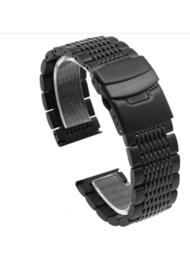 Stainless Steel Solid Buckle 5 Beads Strap Suitable For Samsung/huawei/seiko Master 8/20/22/24mm
