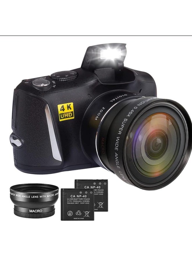 English Product 48MP Digital Camera, Full HD Point And Shooting Camera With 3-inch R6S-4K-Body Color:Black