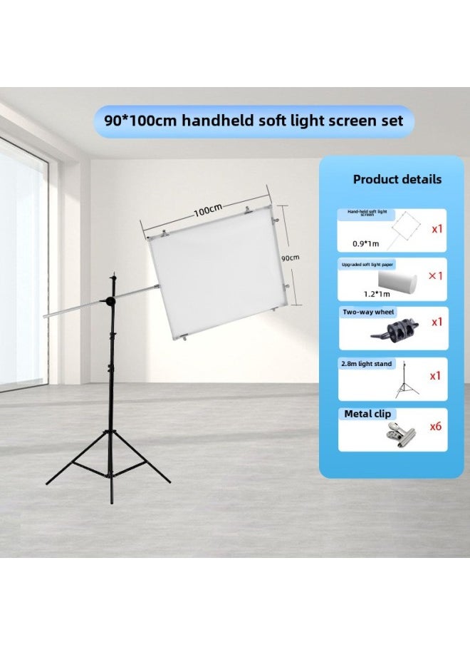 Soft Light Board Photography Foldableable Soft Light Screen Jewelry Photography Paper Props Butter Paper Photography Light Transmitting Board-Body Color: 90*100cm (including Soft Light Paper + Light Stand)