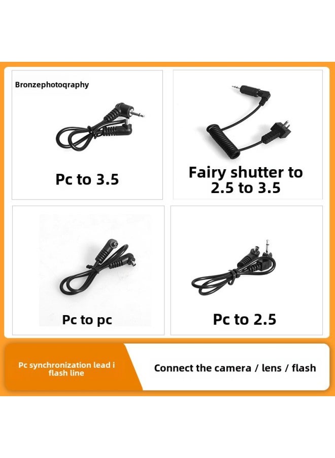 PC2.5 PC3.5 Flash Line Flash Synchronization Film Large Frame Old Camera Trigger Connection Conversion Line-Body Color:PC-3.5