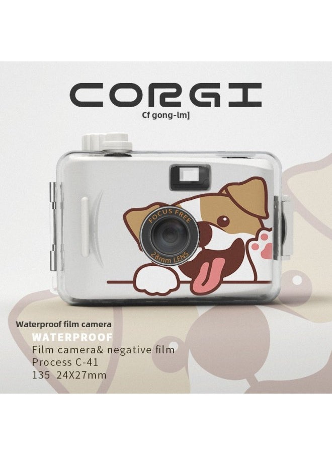 Retro Fool Film Camera Non-Pole Film Machine Fool Machine Campus Camera Student Birthday Gift Female-Body Color:Package 1-corgi Dog