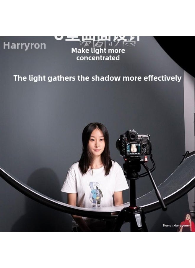 Photo Portrait Photography U-shaped Background Plate Arc Reflective Screen Soft Light Curved Light Plate Live Supplement Certificate Reflector-Body Color:Large Size——60x180cm+70cm Light Stand
