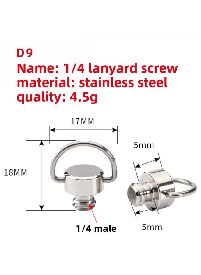 SLR Camera Lanyard Metal Screw 1/4 Fixed Shoulder Strap Micro Single Quick Release Wrist Strap Connection Anti-loss Rope-Body Color:D9 1