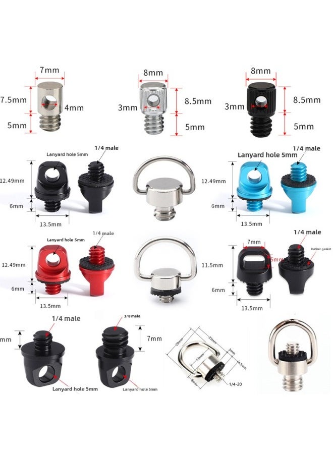SLR Camera Lanyard Metal Screw 1/4 Fixed Shoulder Strap Micro Single Quick Release Wrist Strap Connection Anti-loss Rope-Body Color:D9 1