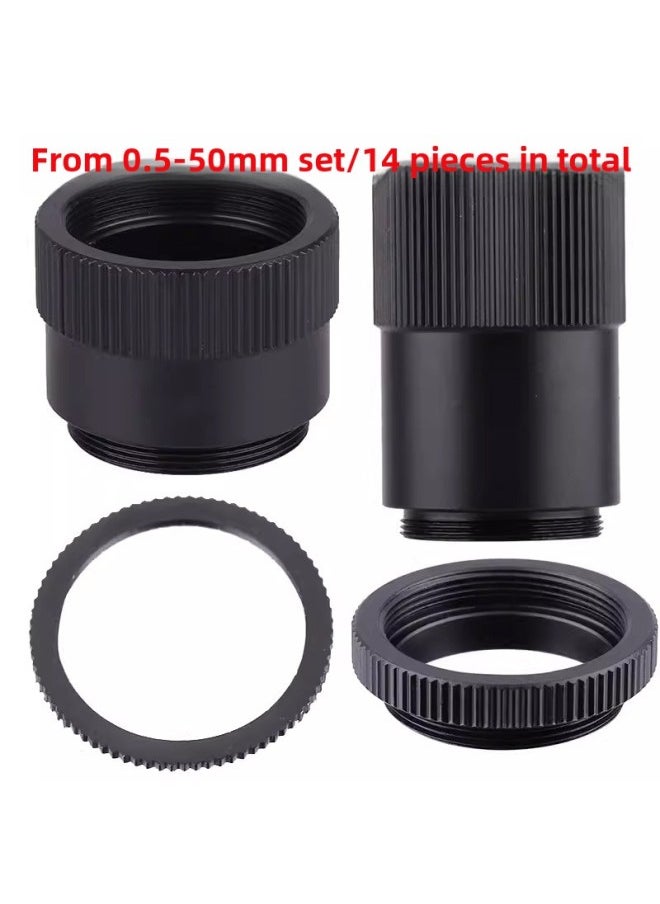 5mmC Port Extension Ring C- CS Adapter Ring C Port To CS Port Adapter Ring Industrial Camera Lens Monitoring Camera Ring-Body Color:One Piece Each Of 0.5-50mm Thick, 14 Pieces In Total