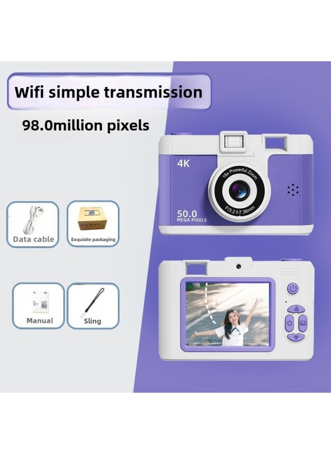 Ccd Camera Hd Dual Camera Student Party Campus Version Photo Travel Digital Camera Birthday Gift-Body Color:M16 Purple Blue  2-year Warranty - Bare Camera