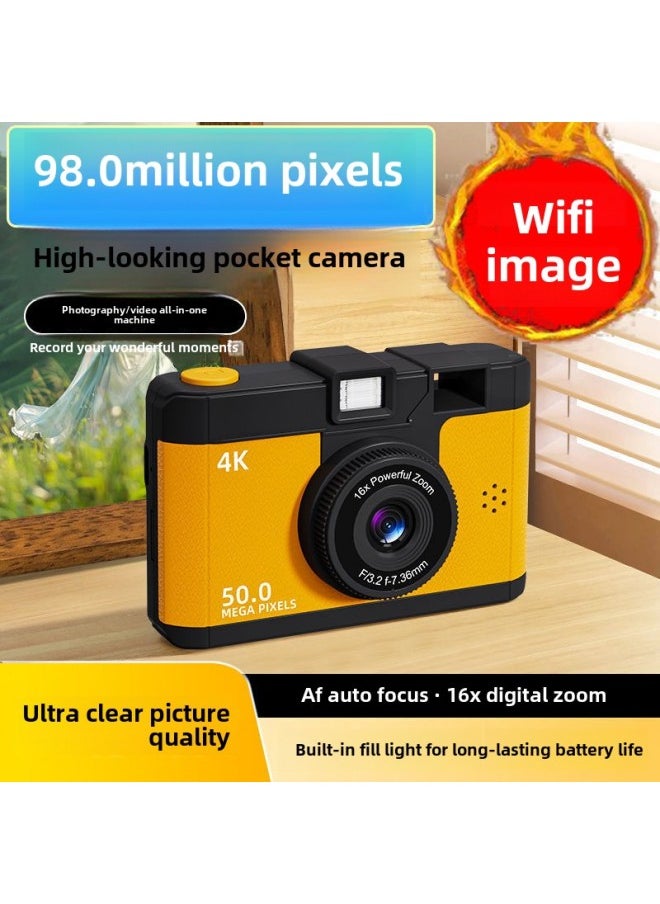 Ccd Camera Hd Dual Camera Student Party Campus Version Photo Travel Digital Camera Birthday Gift-Body Color:M16 Milk Powder White  2-year Warranty-128g Memory Card  Can Take 20k Pictures