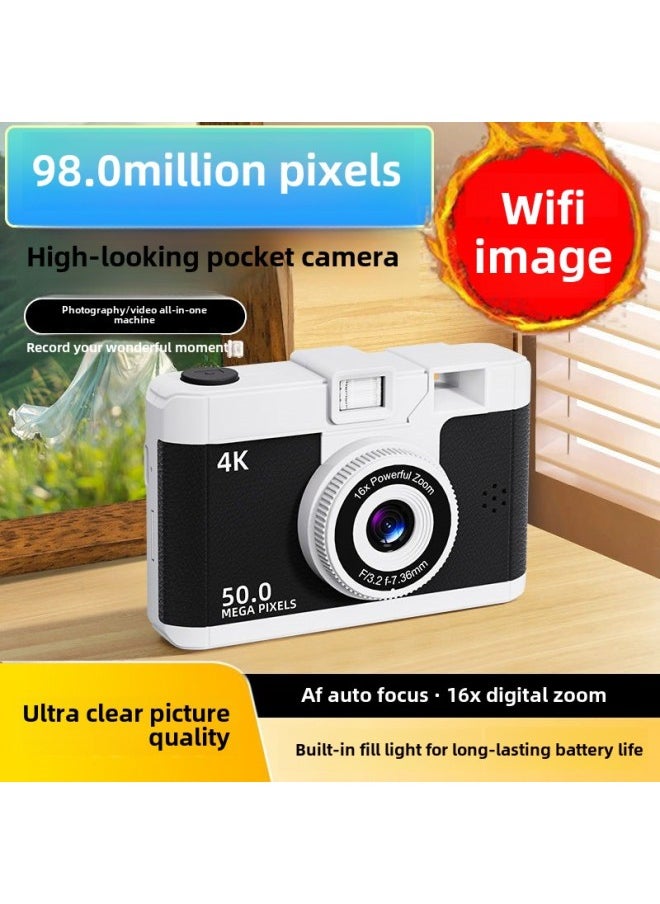 2024 HD Dual Camera Wifi Digital Camera Beginner Student Party Camera Digital Travel Card Camera-Body Color:Black/store Manager Recommendation  64g