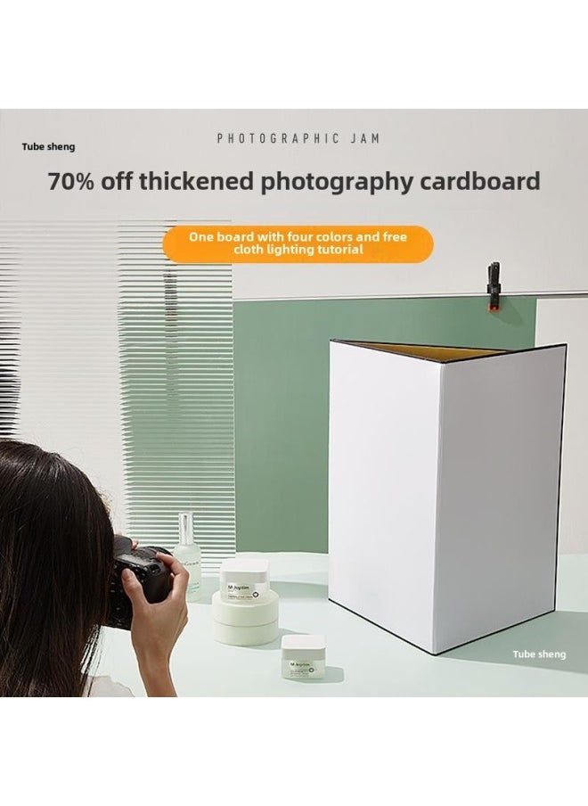 Photographic Reflector Foldable Photographic Light-filling Board Carthboard Portable Soft Light Prop Shading Mini Small Light-filling-Body Color: A4 70% Off Reflective Cardboard (one Side Is All Black)