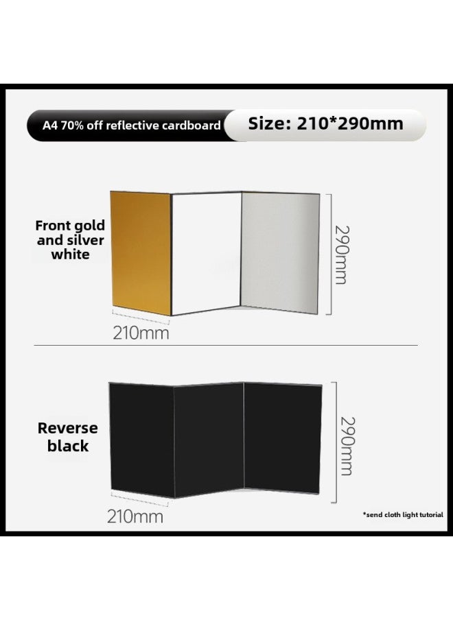 Photographic Reflector Foldable Photographic Light-filling Board Carthboard Portable Soft Light Prop Shading Mini Small Light-filling-Body Color: A4 70% Off Reflective Cardboard (one Side Is All Black)