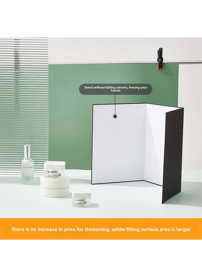Photographic Reflector Foldable Photographic Light-filling Board Carthboard Portable Soft Light Prop Shading Mini Small Light-filling-Body Color: A4 70% Off Reflective Cardboard (one Side Is All Black)