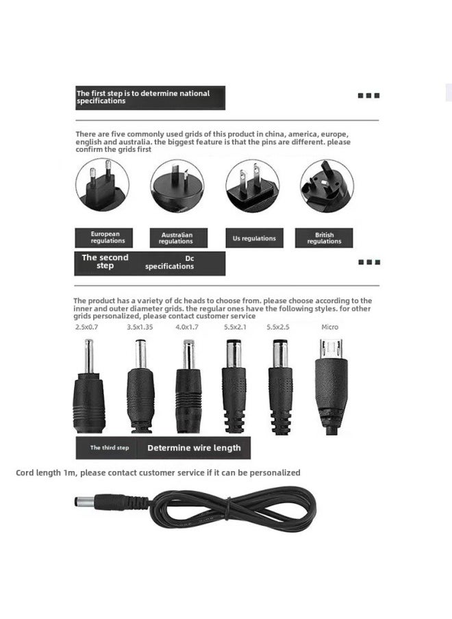 12V2A 24V1A Disinfection Box UV Lamp Equipment US ETL Certified Power Adapter Black White-Color:Black-Specifications:12V-US Gauge