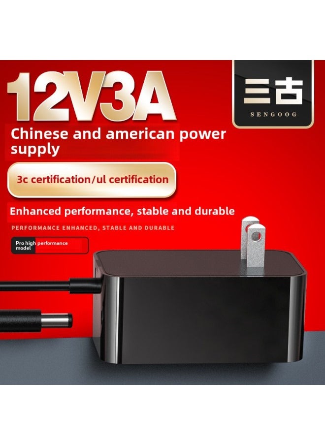 Sangu 12v3a Power Adapter US Gauge Ul Certification Medium Gauge 3C Certification White Simple Power Adapter-Color:Sg-24v1.5a American Standard (usa) Black-Specifications:DC Head 5.5*2.5