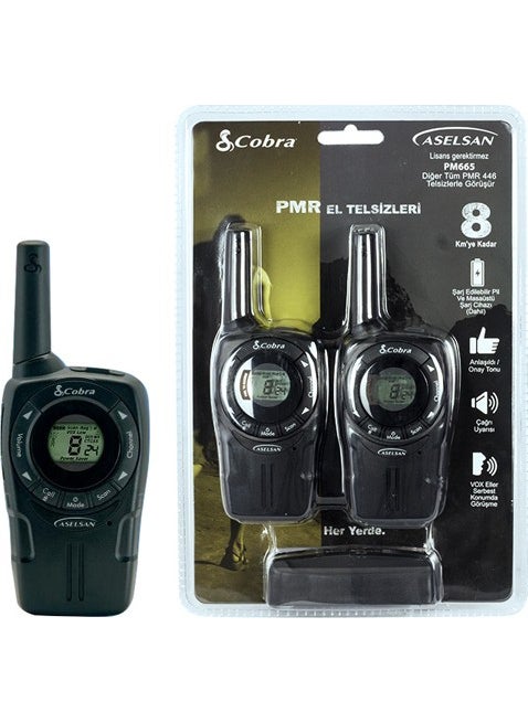 Aselsan PM-665 Battery and Charger Included 8 Km Dual Handheld Radio (8 Channels + 121 Sub Channels)