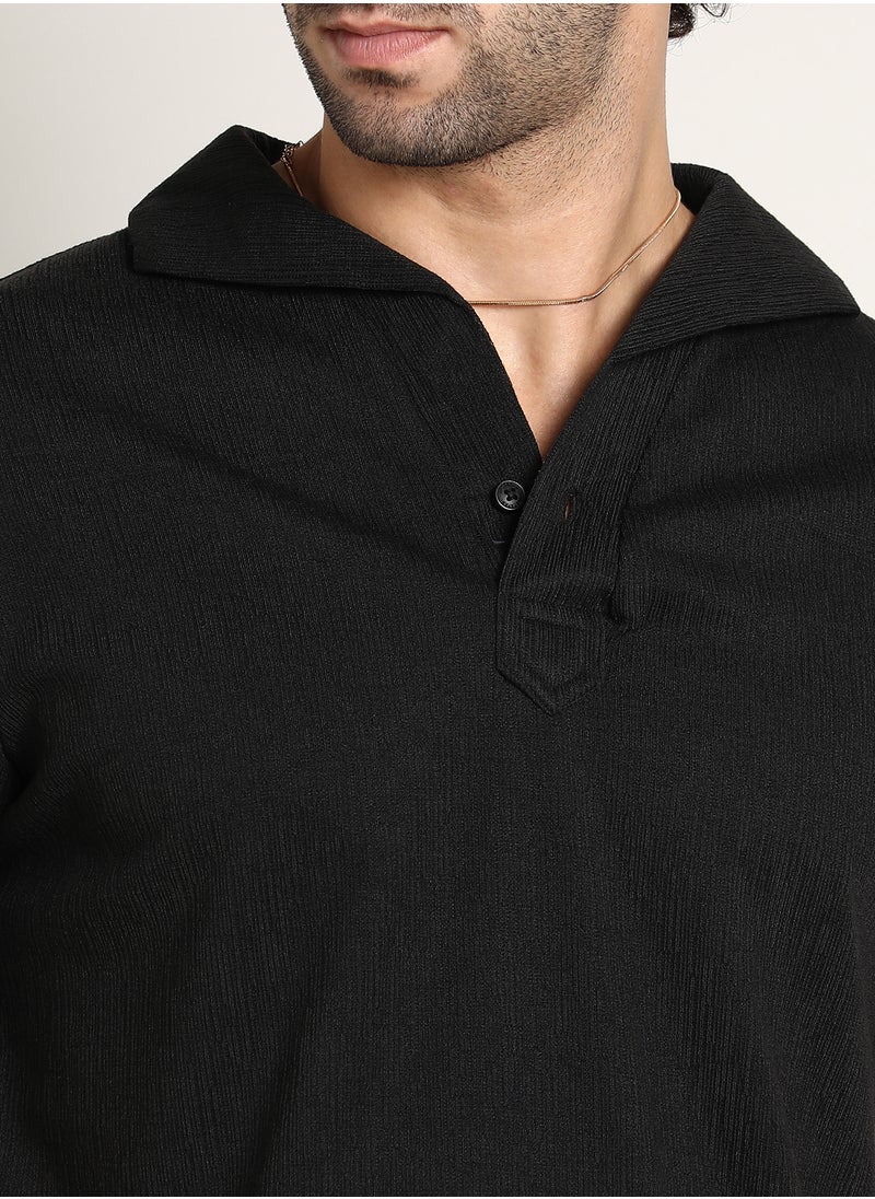 Men's Onyx Black Tactitle Spread-Polo T-Shirt