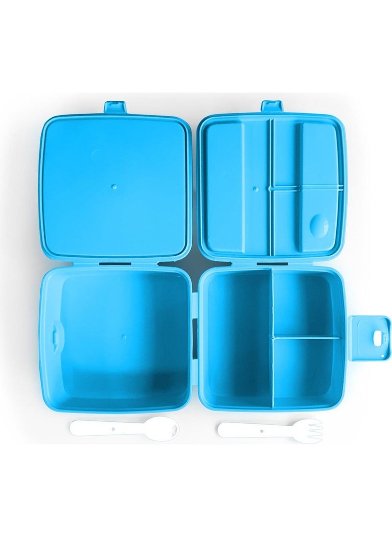 Kids Black Basketball Ball, Four Compartment Lunch Box with Fork and Spoon 32979