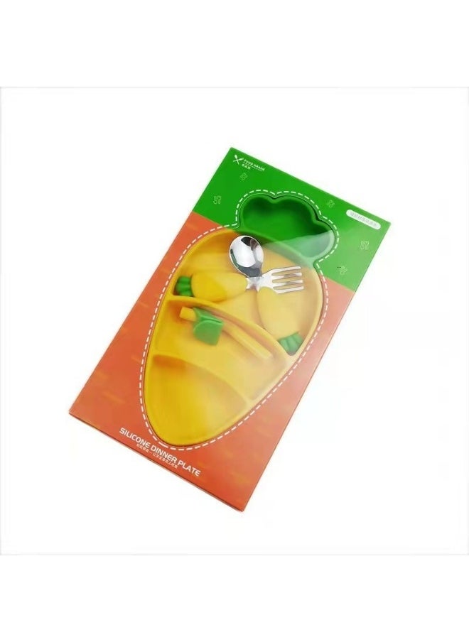 Food Grade Children's Silicone Plate Maternal And Infant Products Fork Spoon Infant Food Plate Feeding Cutlery Plate Plate